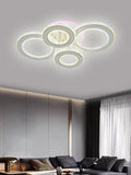 Lustra LED, Model R9134/2+2C, Cu Telecomanda, 3 Tipuri De Lumina Plus Lumina RGB, Intensitate Reglabila, 71W, Alb/Auriu