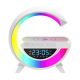 Lampa LED Birou RGB cu incarcare Wireless, Bluetooth, Ceas, Alarma si USB