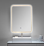 Oglinda LED Si Touch, Model 1068-G, Cu Functie Dezaburire Si Ceas, Rama Auriu-Bronz, 60 X 80 Cm, Smack