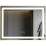 Oglinda LED si Touch, cu Functie Dezaburire, 80 x 60 cm, Rama Bronz Antichizat, Smack