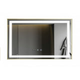 Oglinda LED si Touch, 100 x 65 cm, cu Functie Dezaburire si Ceas, Rama Bronz Antichizat, Smack