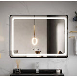 Oglinda LED Si Touch, 100 X 65 Cm, Cu Senzor Si Ceas, Rama Negru Mat, J31, Smack