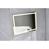 Oglinda LED si Touch, cu Functie Dezaburire, 80 x 60 cm, Rama Bronz Antichizat, Smack