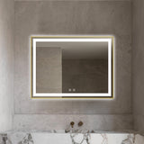 Oglinda LED si Touch, cu Functie Dezaburire, 80 x 60 cm, Rama Bronz Antichizat, Smack