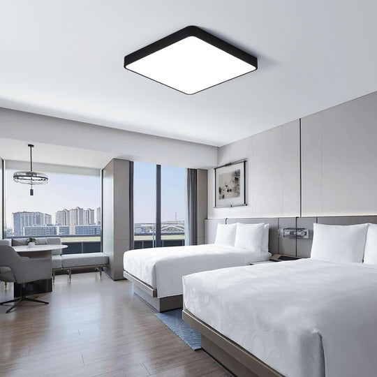 Plafoniera LED, Patrata, Mat, 30W, Lumina Rece, 6500K, Negru