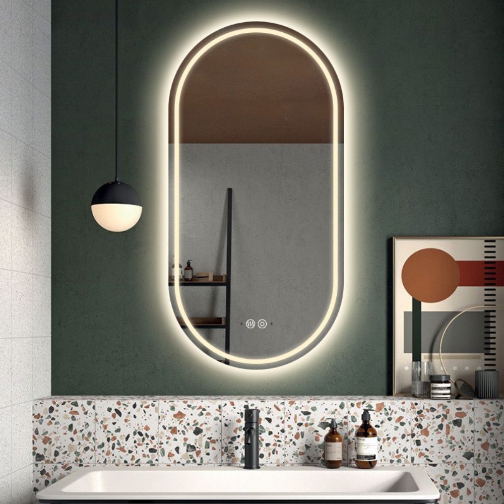 Oglinda Led si Touch cu Functie Dezaburire, 3 Tipuri de Lumina Smack, 80 X 50 cm