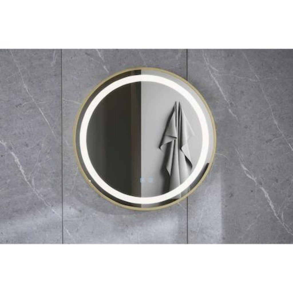 Oglinda LED, Rotunda 70 X 70 Cm, Functie Dezaburire, LED Touch, Rama Aurie, J06, Smack