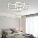 Lustra LED, Model R9012/2+2, cu Telecomanda, 3 Tipuri de Lumina, Intensitate Reglabila, 104W, Alb