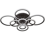 Lustra LED, Model R9021-4+4, Cu Telecomanda, 3 Tipuri De Lumina, Intensitate Reglabila, 208W, Negru