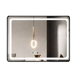 Oglinda LED Si Touch, 80 X 60 Cm, cu Ceas, Rama Negru Mat, J30, Smack