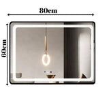 Oglinda LED Si Touch, 80 X 60 Cm, cu Ceas, Rama Negru Mat, J30, Smack