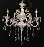 Candelabru Model 1018/8B, Cu Margele Tip Cristal, Metal, 8 X E14, Alb