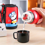 Termos Copii Cu Husa, Pai si Cana, BeddyBear, Urs Panda, 600 ml, Rosu