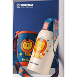 Termos Copii Cu Husa, Pai si Cana, BeddyBear, Leu, 600 ml, Alb