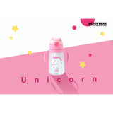 Termos Copii Cu Manere Si Pai, Unicorn, 380 ml, Roz