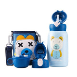 Termos Copii Cu Husa, Pai si Cana, BeddyBear, Urs, 630 ml, Bleu