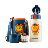 Termos Copii Cu Husa, Pai si Cana, BeddyBear, Leu, 600 ml, Alb