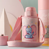 Termos Copii Cu Husa, Pai si Cana, BeddyBear, Elefant, 600 ml, Roz